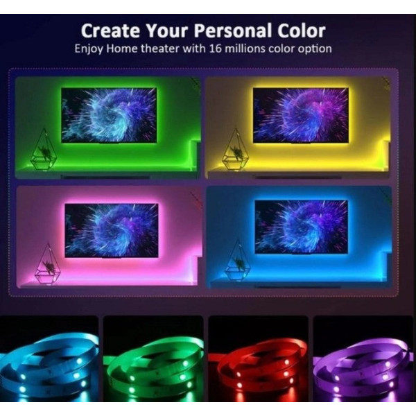 Светодиодная лента LED 3528 RGB разноцветная + пульт ДУ, 5 метров