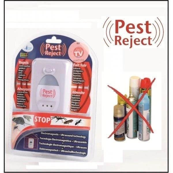 Отпугиватель ультразвуковой в розетку Pest Reject pro, от мышей, кротов и насекомых, радиус действия до 200 м²