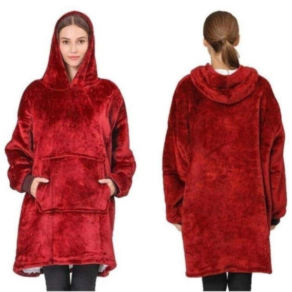 Двухсторонний плед толстовка с капюшоном и рукавами Huggle Hoodie оверсайз