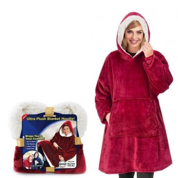 Двухсторонний плед толстовка с капюшоном и рукавами Huggle Hoodie оверсайз