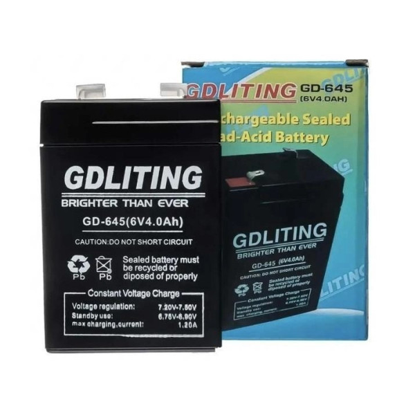 Аккумулятор для электронных весов, фонарей, светильников GDLiting GD-645 6V4.0AH