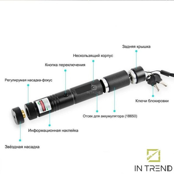 Лазерная указка Green Laser Pointer 303 лазер с ключом для презентаций с регулированной насадкой