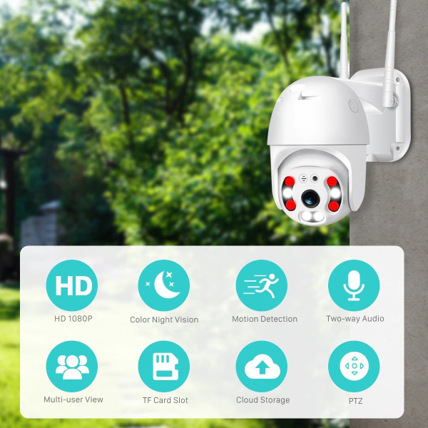 IP камера видеонаблюдения наружная влагостойкая уличная поворотная SmartHD Outdoor WiFi PTZ FHD 1080p