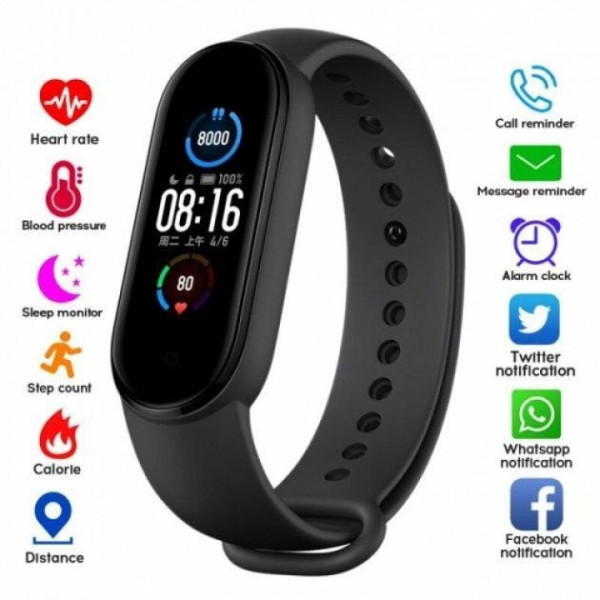 Смарт Часы Band M5 Band Watch шагомер, фитнес браслет, черные