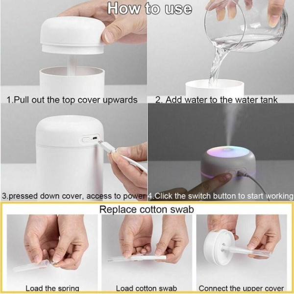 Увлажнитель воздуха с подсветкой H2O Colorful HUMIDIFIER USB 300 мл