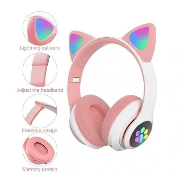 Беспроводные Bluetooth наушники с кошачьими ушками и LED подсветкой Cat ear VIV-23M