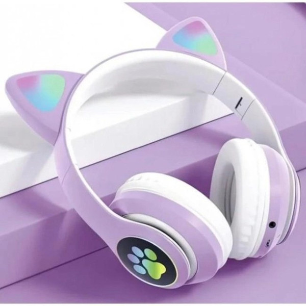 Беспроводные Bluetooth наушники с кошачьими ушками и LED подсветкой Cat ear VIV-23M