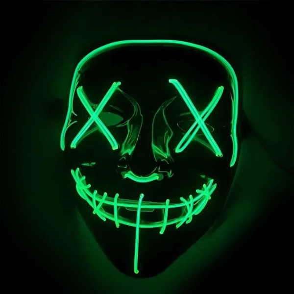 Маска неоновая Purge Mask Судная ночь ABC от батареек