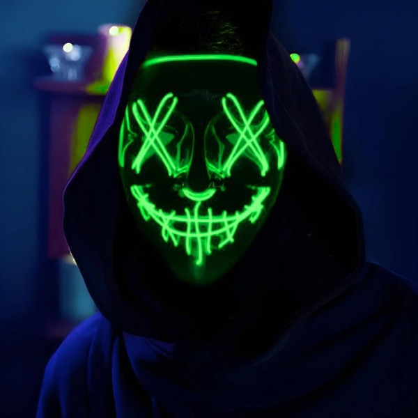 Маска неоновая Purge Mask Судная ночь ABC от батареек