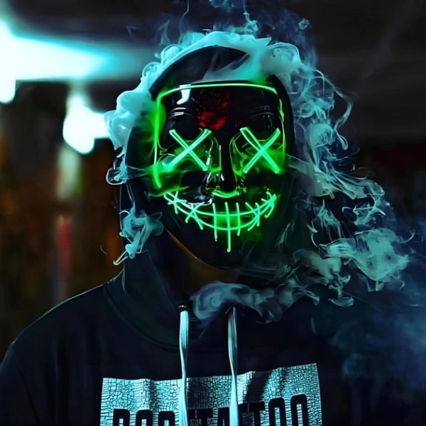 Маска неоновая Purge Mask Судная ночь ABC от батареек