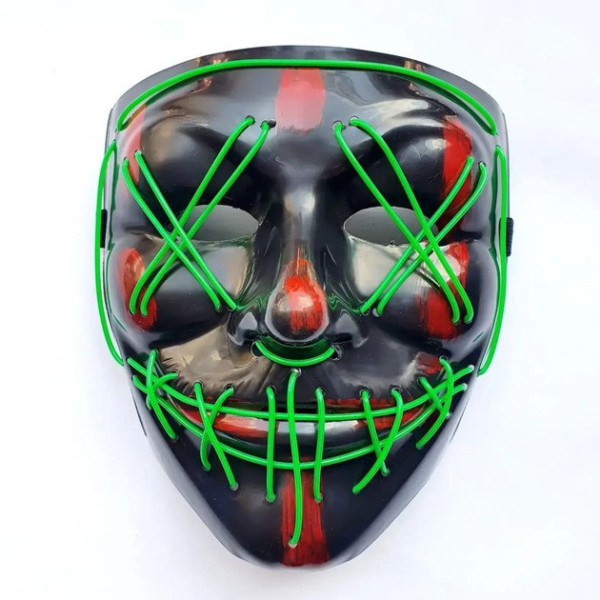 Маска неоновая Purge Mask Судная ночь ABC от батареек