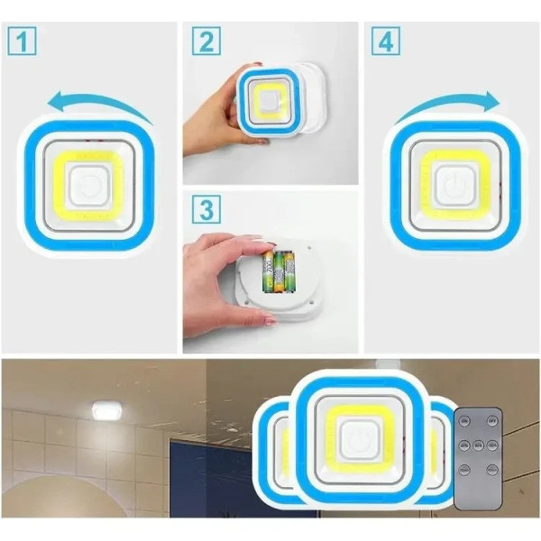 LED-светильники с пультом и таймером LED light with Remote Control Set (3 светильника)