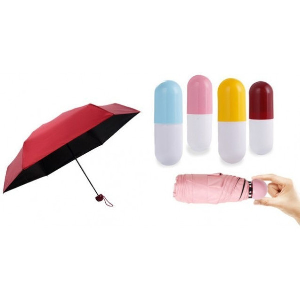 Мини зонт складной механический в футляре Capsule Umbrella