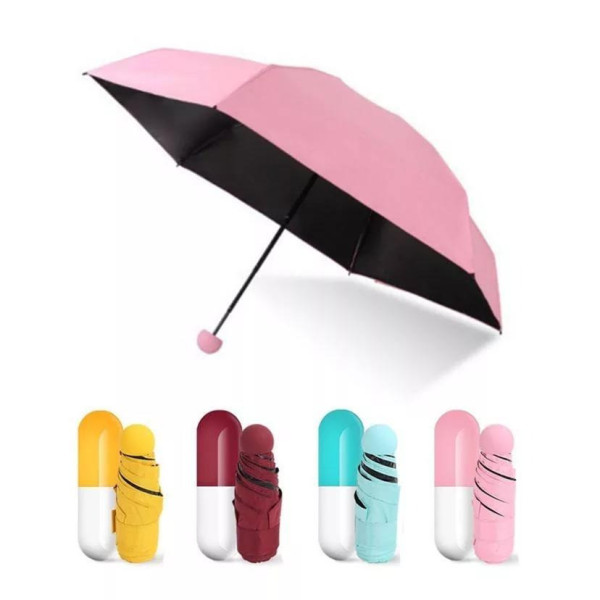 Мини зонт складной механический в футляре Capsule Umbrella