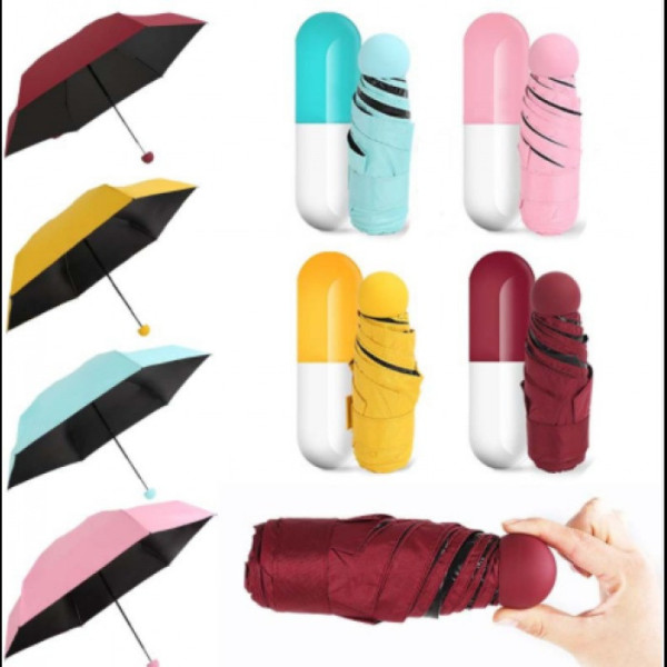 Мини зонт складной механический в футляре Capsule Umbrella