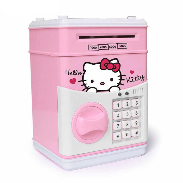 Детский  игрушечный сейф копилка Hello Kitty с кодовым замком розовый