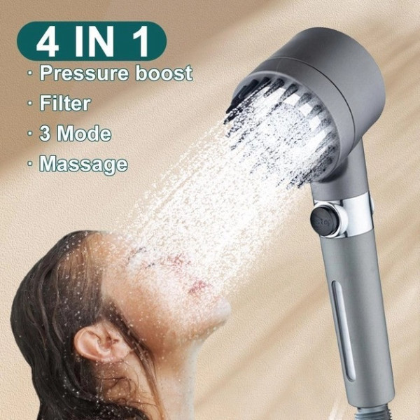 Лейка насадка для душа, высокое давление СТОП МАССАЖ ВОДЫ лейка 4в1 с силиконовыми массажными шипами
