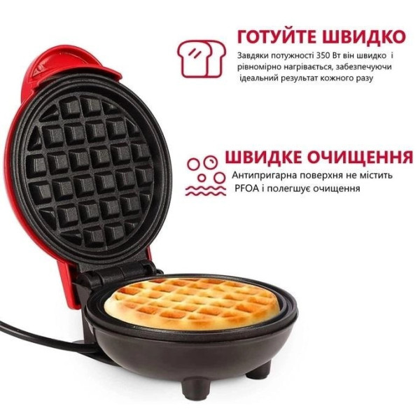 Мини вафельница с антипригарным покрытием портативная электрическая