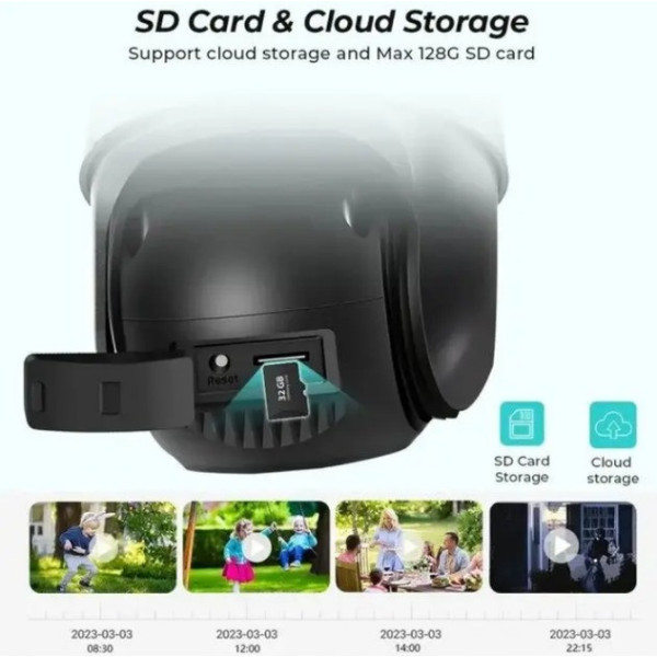 Беспроводная WiFi камера уличная поворотная PTZ P11 ICSEE 3mp+3mp IP66 водонепроницаемая ночное видение