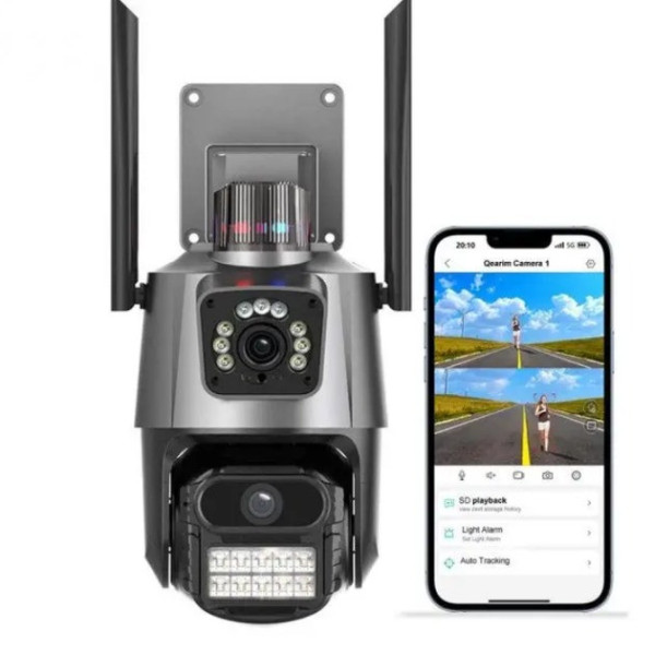 Беспроводная WiFi камера уличная поворотная PTZ P11 ICSEE 3mp+3mp IP66 водонепроницаемая ночное видение