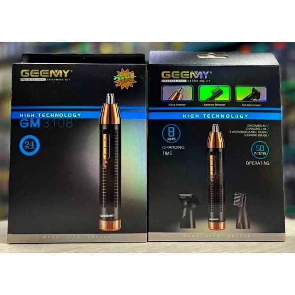Мужской триммер Geemy GM-3108 (3 в 1) для носа, ушей и бровей Универсальный