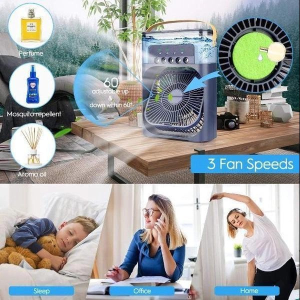 Портативный мини кондиционер Air Cooler Fan 4в1 ночник USB Увлажнитель c LED подсветкой