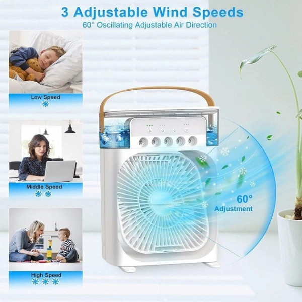 Портативный мини кондиционер Air Cooler Fan 4в1 ночник USB Увлажнитель c LED подсветкой