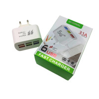 Зарядное устройство для телефона Адаптер питания быстрой зарядки на 6 USB порта FAST CHARGER 3.1А 5G