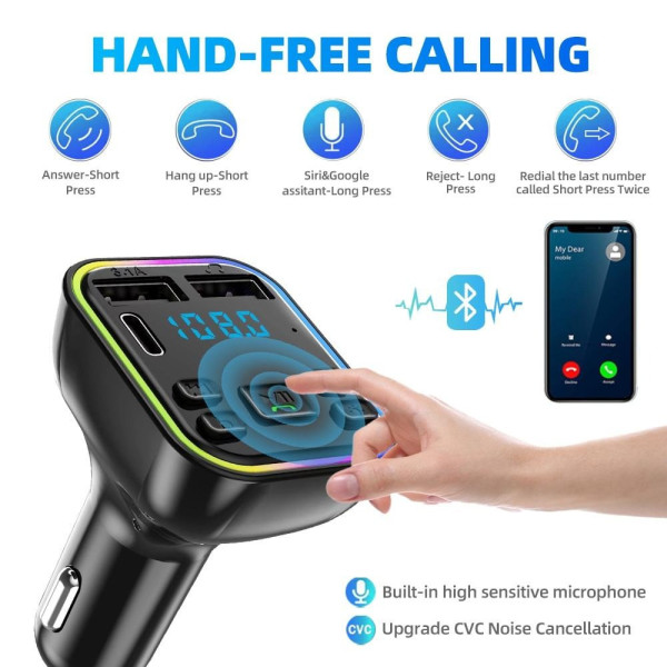 Автомобильный трансмиттер FM-передатчик Bluetooth 5.0 Car FM Player G39 Car  FM Модулятор в автомобиль