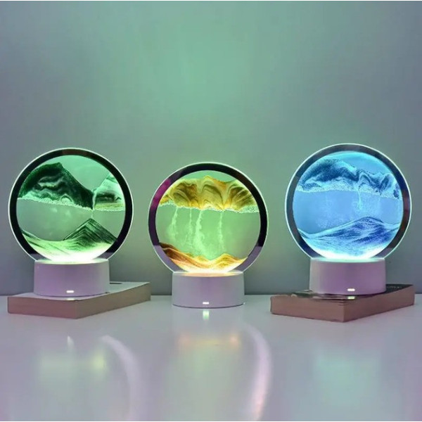 Настольная песочная лампа, ночник в виде песочных часов RGB песочные часы 3D картина