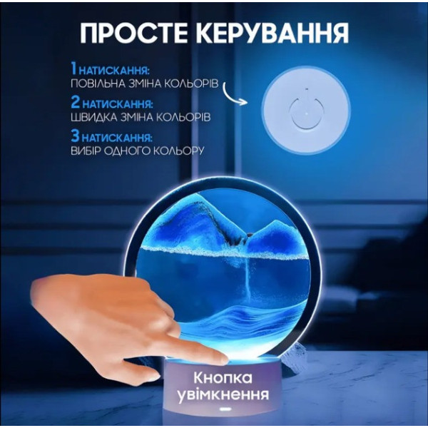 Настольная песочная лампа, ночник в виде песочных часов RGB песочные часы 3D картина