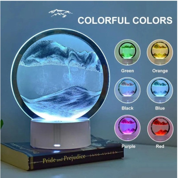 Настольная песочная лампа, ночник в виде песочных часов RGB песочные часы 3D картина