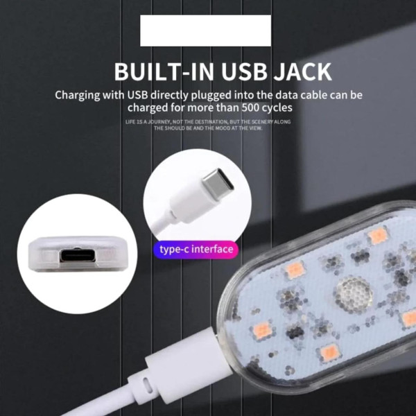 Светильник аккумуляторный RGB 2 штуки для салона авто, автономное освещение подвесная магнит лампа ночник