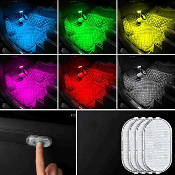 Светильник аккумуляторный RGB 2 штуки для салона авто, автономное освещение подвесная магнит лампа ночник