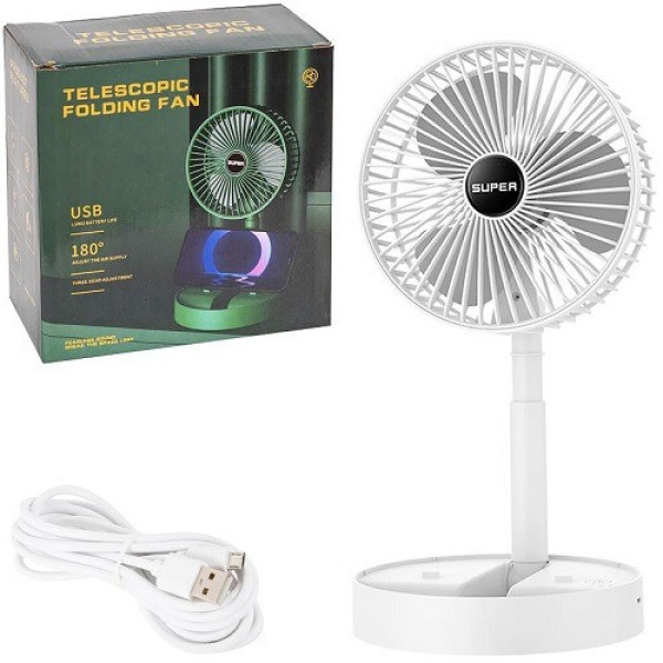 Мини вентилятор Folding Fan маленький с USB зеленый/белый