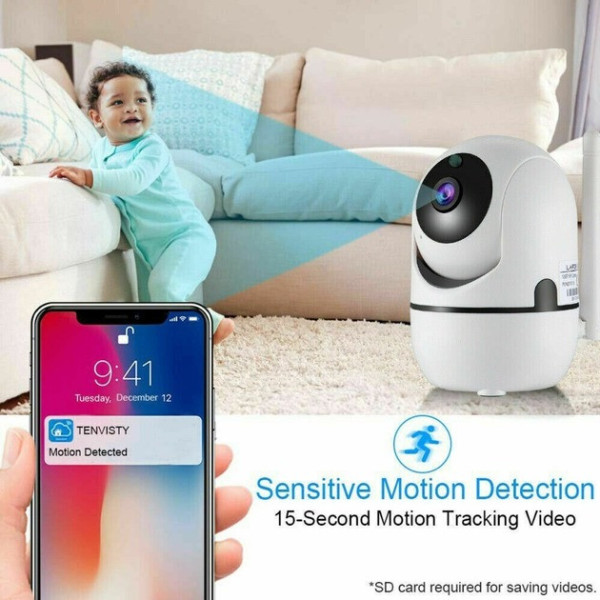 Беспроводная поворотная IP камера видеонаблюдения QC011 WiFi для дома со звуком и ночным видением