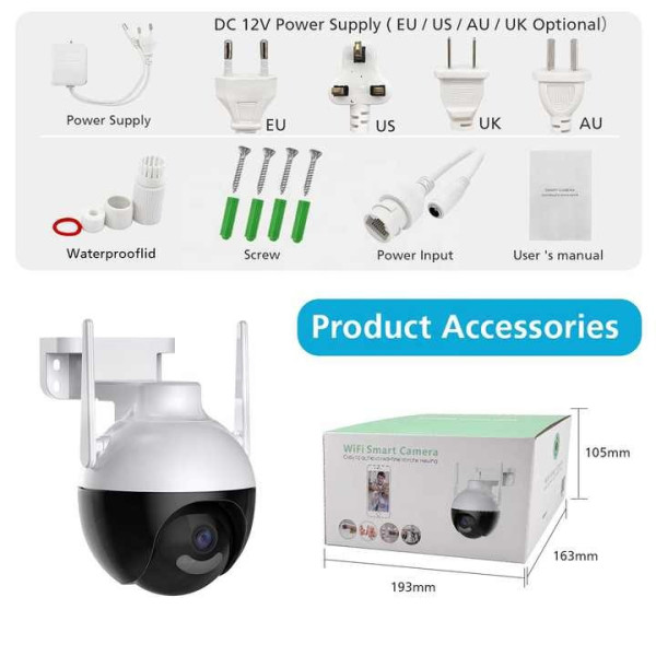 Уличная поворотная IP-камера СAD N6 V380 Wifi 6 Мп камера видеонаблюдения вайфай внешняя