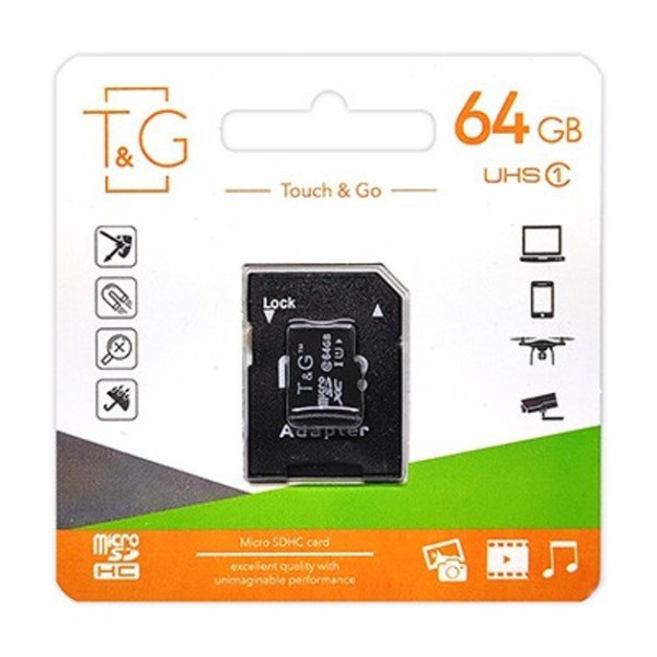 Карта памяти MicroSDXC 64GB UHS-I Class 10 T&G + SD-адаптер
