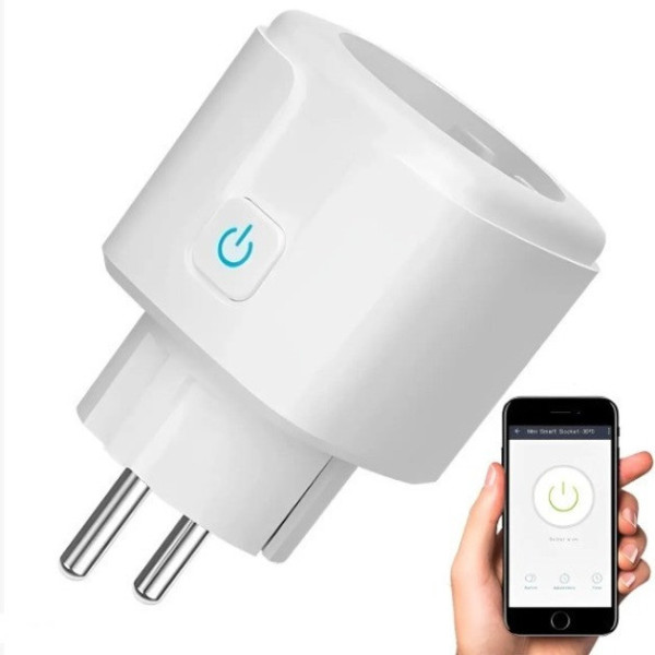 Умная WiFi розетка Tuya 4400Вт 20А со счетчиком электроэнергии Белая