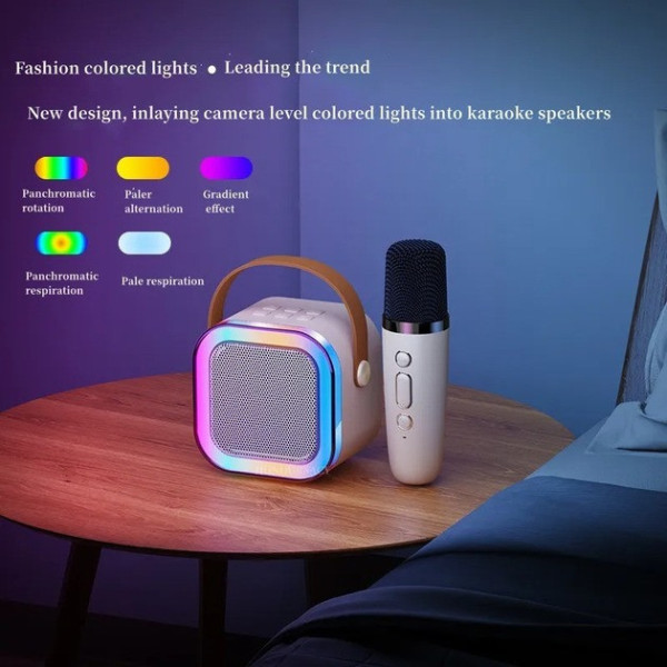 Портативная Bluetooth-колонка для караоке с сабвуфером и беспроводной микрофоном