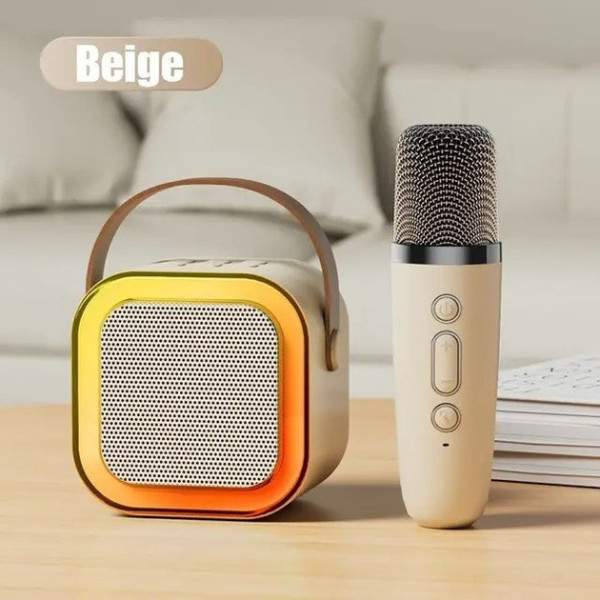 Портативная Bluetooth-колонка для караоке с сабвуфером и беспроводной микрофоном