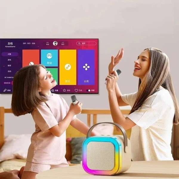 Портативная Bluetooth-колонка для караоке с сабвуфером и беспроводной микрофоном