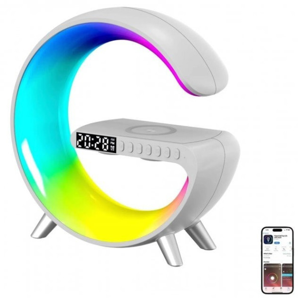 Лампа ночник  Light Sound Machine 5 в 1 с беспроводной зарядкой 15W, будильником и Bluetooth колонкой