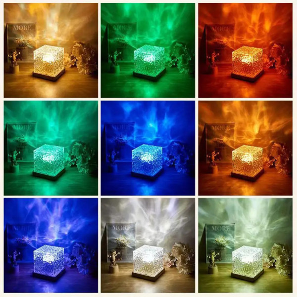Ночник-проектор КУБ с проекцией воды настольная RGB лампа с эффектом водяной волны