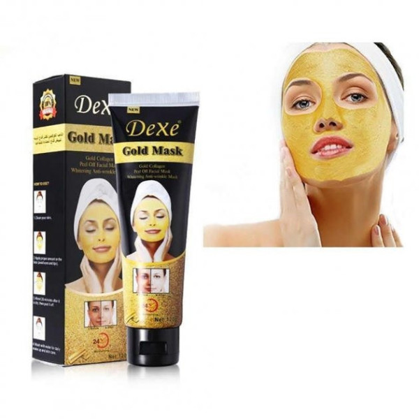 Маска для лица с биозолотом и коллагеном Dexe Gold Mask  Антивозврастная золотая маска