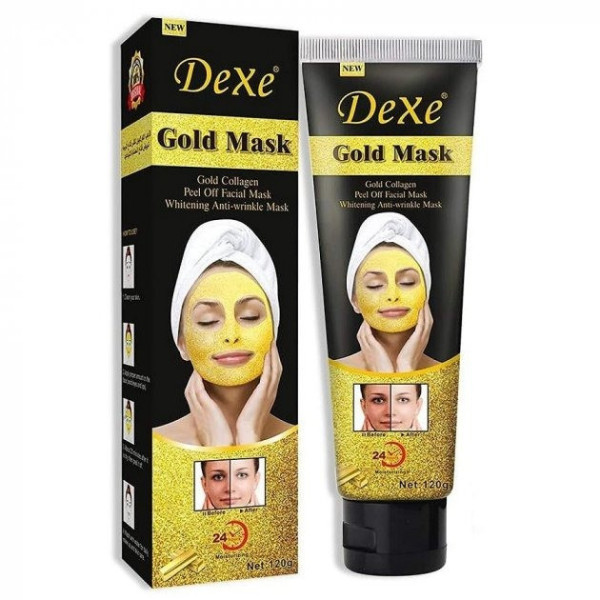 Маска для лица с биозолотом и коллагеном Dexe Gold Mask  Антивозврастная золотая маска