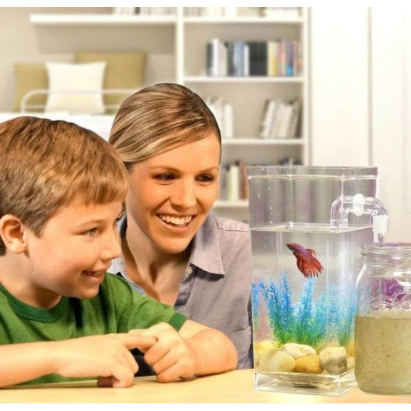Аквариум для рыбок маленький My Fun Fish 7709 с системой самоочистки 2л