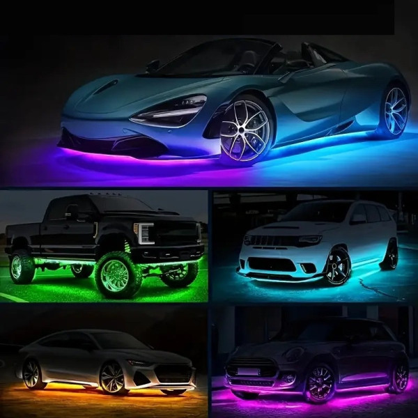Подсветка днища авто LED RGB Bluetooth 12V комплект 2 ленты 90см и 120см