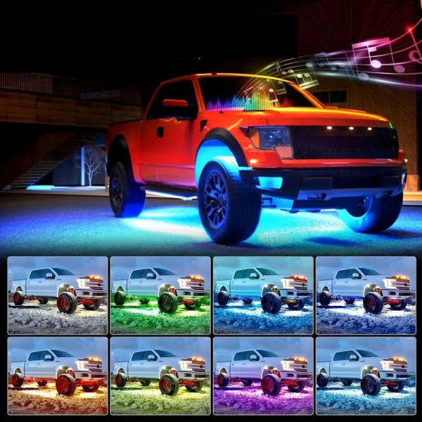 Подсветка днища авто LED RGB Bluetooth 12V комплект 2 ленты 90см и 120см