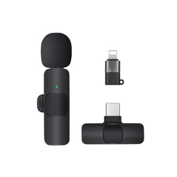 Микрофон петличный беспроводной K9 Wireless Lavalier с адаптерами Lightning TypeC